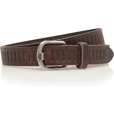 Afbeelding van Leren gleufjes riem bruin 100% leer maat 105 totale lengte 120