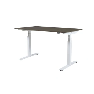 Afbeelding van Lectro Plus bureau, zit sta (64 130cm) hoogte verstelbaar dmv elektromotoren met 160x80cm robson eiken 25mm blad en zwart (RAL9005) frame