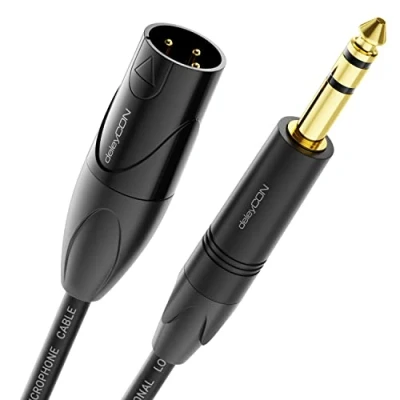 Afbeelding van deleyCON 2m XLR naar 6,35mm Jack Stereo Microfoonkabel Audio Adapter Kabel AUX Studio Kwaliteit Gemaakt van Pure OFC Koper (AWG24) Male Metal Lock
