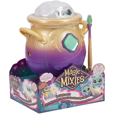 Afbeelding van Famosa My Magic Mixies pluche dier, kleur blauw, interactief toverspeelgoed met waterketel, lichteffecten en geluiden, pop vele accessoires zoals toverstaf (MGX01000)
