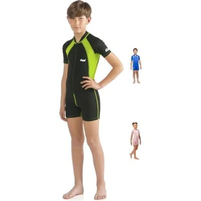 Afbeelding van Cressi Kid Shorty Wetsuit 1.5 mm Neoprene Thermal Ultra Stretch Wetsuit, 7/8 jaar, zwart lime