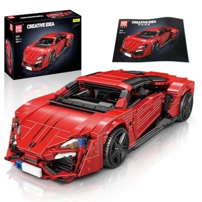 Afbeelding van Mould King 10117 MOC Technology Sport Car Kit, 1311 Stuks STEM Bouw je eigen Model Auto, Bouwstenen Kit voor Volwassen Collector
