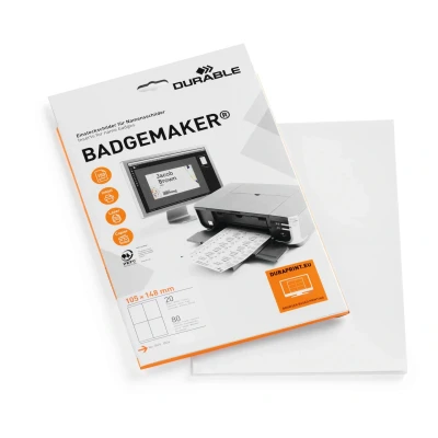 Afbeelding van Badgekaart Durable 1420 bedrukbaar A6 80stuks
