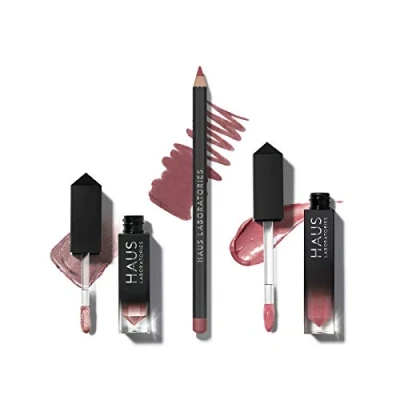 Afbeelding van HAUS LABORATORIES By Lady Gaga: OF COLLECTIONS Make upset met zak, vloeibare oogschaduw, lipliner pen en lipgloss in 9 sets, veganistisch dierproefvrij, 3 delige voordeelset