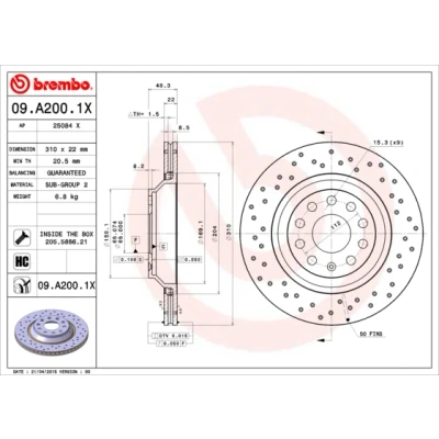 Afbeelding van Brembo Remschijf 09.A200.1X