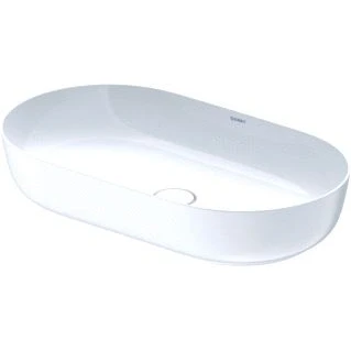 Afbeelding van Duravit Luv opzetwastafel 70x40cm ovaal zonder kraangat overloop wit/mat wit Minimalistisch design