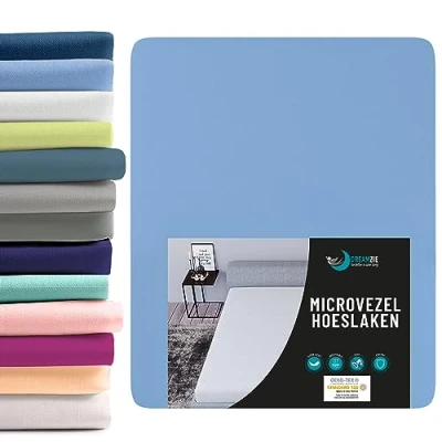 Afbeelding van Dreamzie Hoeslaken Voor Matras 180 x 200 cm 100% Polyester Microvezel Blauw OEKO TEX® Gecertificeerd Vrij van Chemische Producten