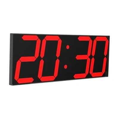 Afbeelding van CHKOSDA led digitale klok, grote wandklok met 18 inch display, countdown klok 8 instelbare helderheidsniveaus,16 alarminstellingen, 12/24 uursweergave, temperatuur en kalenderweergave(rood)…