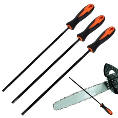 Afbeelding van 3 stuks vijlen voor kettingzaag, vijl, kettingzaagvijl, vijlset met handvat, verkrijgbaar in maten van 4,0 mm, 4,8 5,5 geschikt kettingzagen