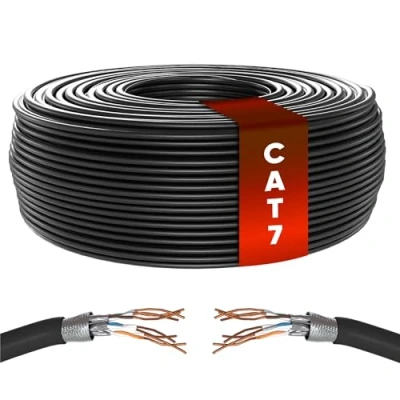 Afbeelding van Mr. Tronic Bulk Cat7 Ethernet Kabel, High Speed LAN Netwerk Cable Voor Snel Internet 10Gbps 600mhz, Netwerkkabel SFTP CCA (Zwart, 50 Meter)