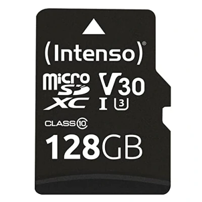 Afbeelding van Intenso microSDXC kaart 128 GB, Professional, klasse 10, U1 100 MB/s, (W) 45 SD adapter, blisterverpakking