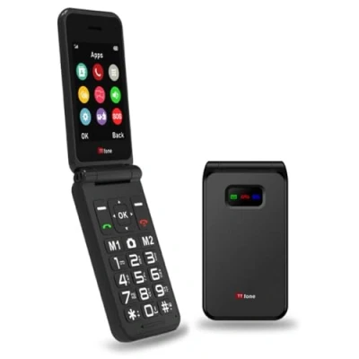 Afbeelding van TTfone TT760 Flip 4G Mobiele Telefoon met Grote Toetsen voor Ouderen Noodhulpknop Ontgrendelde Basis (Zwart, usb kabel)