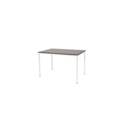 Afbeelding van Domino Basic bureautafel, vaste hoogte met 120x80cm logan eiken 25mm blad en wit (RAL9010) 4 poot frame