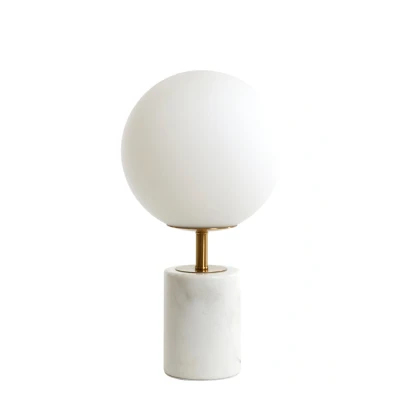 Afbeelding van Light &amp; Living Medina tafellamp Ø25x47 cm Glas mat wit/antiek brons