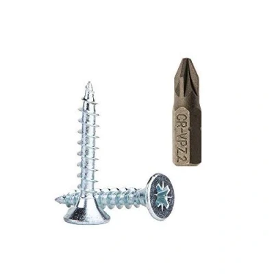 Afbeelding van (Pack van 100 stuks) Verzinkte stalen houtschroeven 6,0 x 30 mm, Pozi aandrijfkopschroeven, bevestigingsmiddelen, verzonken, spaanplaatschroeven (100)