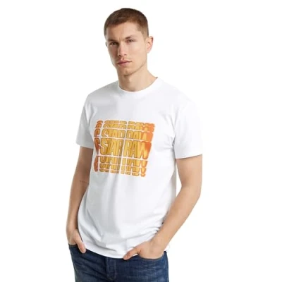 Afbeelding van G STAR Gradient Graphic Tshirt print, Heren, Maat: Medium, White