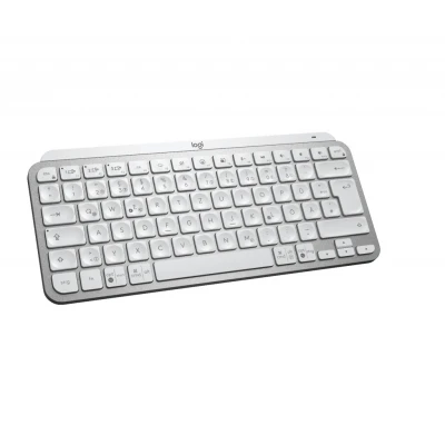 Afbeelding van Logitech MX Keys Mini draadloos toetsenbord, compact, Bluetooth, achtergrondverlichting, USB C, compatibel met Apple macOS, iOS, Windows, Linux, Android, metalen behuizing, lichtgrijs, QWERTZ