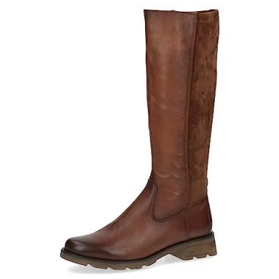 Afbeelding van Caprice Plateaulaarzen Cognac comb, Dames, Maat: 40, comb Leer en textiel