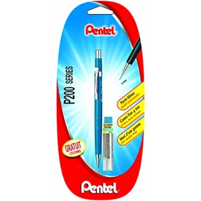 Afbeelding van Pentel P207 Vulpotlood 0,7 mm vast vat 4 blauw + 1 etui