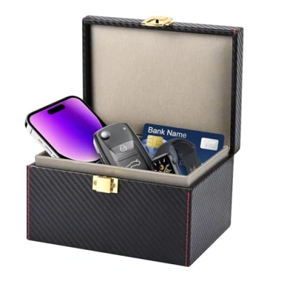 Afbeelding van Gaethra Faraday Box Autosleutelbox, Keyless Go bescherming, RFID blokkering, sleutelbox voor veilige creditcard en autosleutels, 16 x 12 9,5 cm (groot)