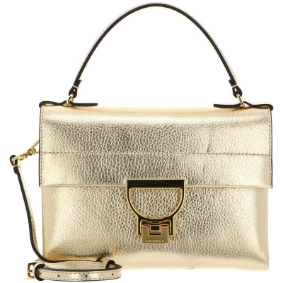 Afbeelding van COCCINELLE Leren Handtas Schoudertas Arlettis Handbag Golden Goudkleurig