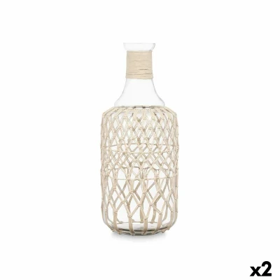 Afbeelding van Fles Decoratief Wit Transparant Glas Touw 19 x 48 cm (2 Stuks)
