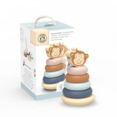 Afbeelding van SPEEDY MONKEY Roly Poly stapelspeelgoed, premium hout, niet giftige verf, babyspeelgoed voor 6 tot 12 maanden, kleurrijk en educatief babycadeau ouders, moeders vrienden, leuke vormen