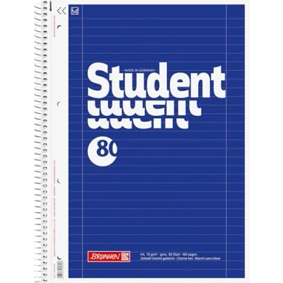 Afbeelding van Brunnen Collegeblok Student Notitieblok, spiraalbinding, geperforeerd met 4 gaten, gelinieerd, 70 vellen g/m², A4, 5 stuks