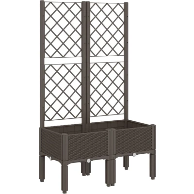 Afbeelding van Plantenbak met latwerk 80x40x142 cm polypropeen bruin