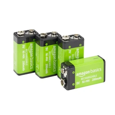 Afbeelding van Amazon Basics 9V batterijen, oplaadbaar, 200 mAh NiMh, set van 4