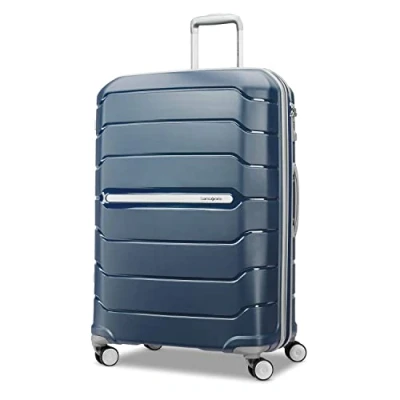 Afbeelding van Samsonite Freeform Hardside uitbreidbaar met dubbele spinnerwielen, Navy, Checked Large 28 Inch, spinnerwielen