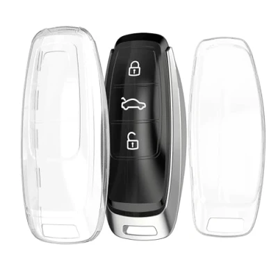 Afbeelding van kwmobile Autosleutel hoesje geschikt voor Audi A6 A7 A8 Q7 Q8 3 knops Keyless behuizing van TPU transparant in