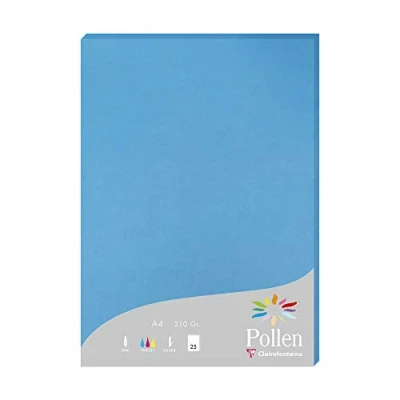 Afbeelding van Clairefontaine Ref 24211C Stuifmeel gekleurd papier (Pack van 25 vellen) A4 (210 x 297mm), 210gsm papier, inkjet en laserprinter compatibel, zuurvrij intensief blauw