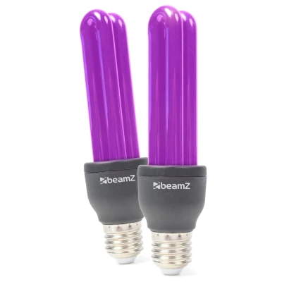 Afbeelding van BeamZ BUV27 spaarlamp blacklight 25W E27 fitting 2 stuks