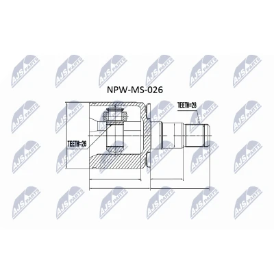 Afbeelding van Homokineet reparatie set, aandrijfas NTY NPW MS 026