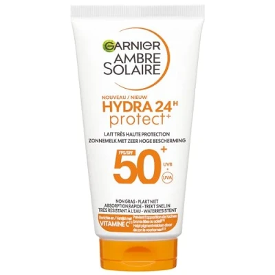 Afbeelding van 3x Garnier Ambre Solaire Hydra 24 Zonnebrandmelk SPF 50+ 50 ml
