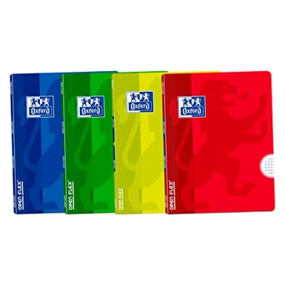 Afbeelding van Oxford, notitieboek, A4, 4 x 4, kunststof deksel, 48 vellen, stuks, spiraalvrij, willekeurige kleuren