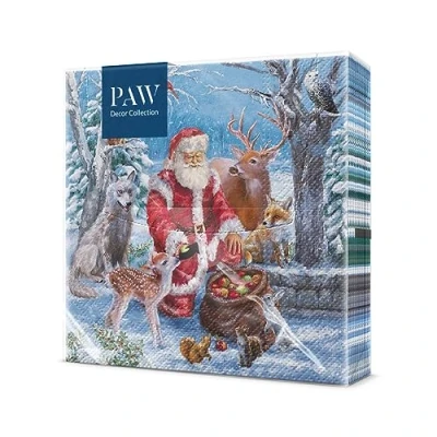 Afbeelding van PAW Papieren Servetten 3 laags (33 x 33 cm) I 20 Stuks Gedrukt met Inkt op Waterbasis Kerstversiering Ideaal voor Kerstmis en Kerstfeest Gekleurde Kleur: Santa’s Gifts