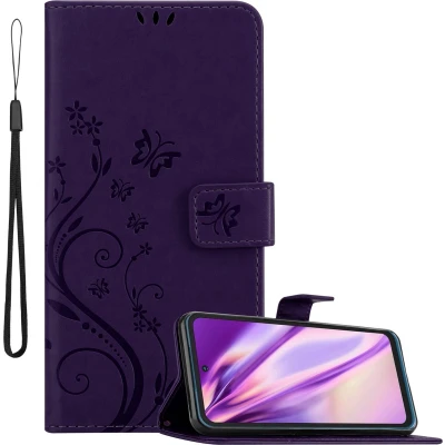 Afbeelding van Cadorabo Hoesje geschikt voor Nokia XR20 in BLOEMEN DONKER PAARS Beschermhoes bloemmotief met magnetische sluiting, standfunctie en kaartsleuven Book Case Cover Etui