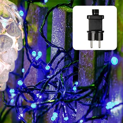 Afbeelding van Hellum LED sprookjesverlichting blauw met 80 LED&#039;s, voor buiten of binnen, 7,9m verlicht lengte kabel in groen