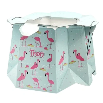 Afbeelding van Tron Wegwerp kinderpotje / Plaspot Ondersteunt een druk van 30 kg zonder schadelijke stoffen blauw ontwerp: flamingo&#039;s