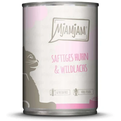 Afbeelding van 6x 400g MjAMjAM Sappige kip en wilde zalm nat kattenvoer