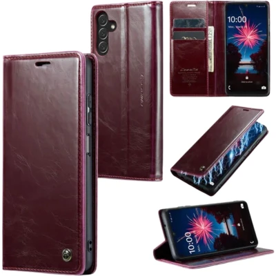 Afbeelding van CaseMe Telefoonhoesje geschikt voor Samsung Galaxy A55 5G Flip Wallet Case Magneetsluiting Rood