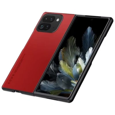 Afbeelding van HONLEN Voor Google Pixel 9 Pro Fold (8 inch) Business Phone Case met lederen achterkant Case, rood