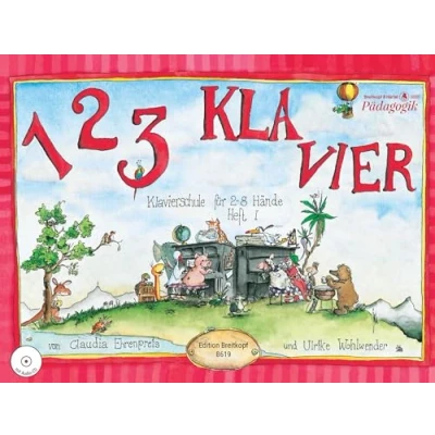 Afbeelding van 1 2 3 klavier Klavierschule fur 8 hande piano +cd: für Hände Heft mit CD zu und