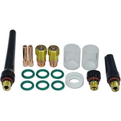 Afbeelding van RIVERWELD TIG stompe gaslens 17GL116 10N23S (1,6 mm) 17GL332 10N24S (2,4 geïsoleerde glazen beker #10 (16 isolatoren 17GLG20 achterkap 57Y02 voor WP 17 18 26 lastoorts 16 stuks