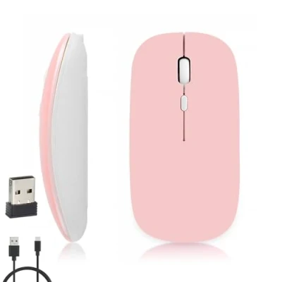 Afbeelding van iSTYLE Oplaadbare draadloze muis, Bluetooth of 2,4 GHz met USB Unifying Mini ontvanger, Multi Device, 1600 Dpi Optische Tracking, Stille Muizen voor Mac, PC, Macbook, iPad, Android, iOS, Windows