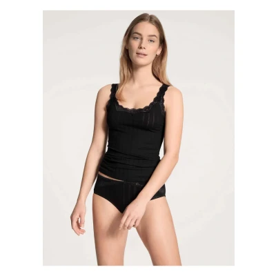 Afbeelding van CALIDA Etude Toujours Tanktop voor dames, met Swiss+Cotton keurmerk, elegante krijtstreep look en delicate kant op de hals
