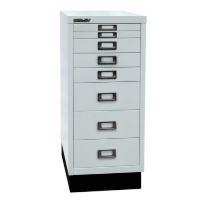 Afbeelding van BISLEY MultiDrawer, 29 serie met sokkel, DIN A4, 8 laden, metaal, 645 lichtgrijs, 38 x 27,9 67 cm