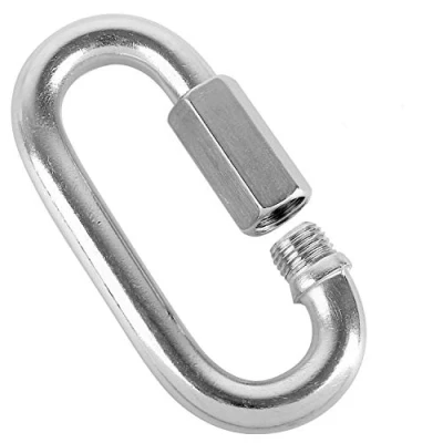 Afbeelding van POFET 10 stks M4 316 roestvrij stalen ketting Connector Heavy Duty D vorm Lock,Grote karabijnhaak Marine Grade Quick Link Connector, Corrosiebestendige veiligheidsketting